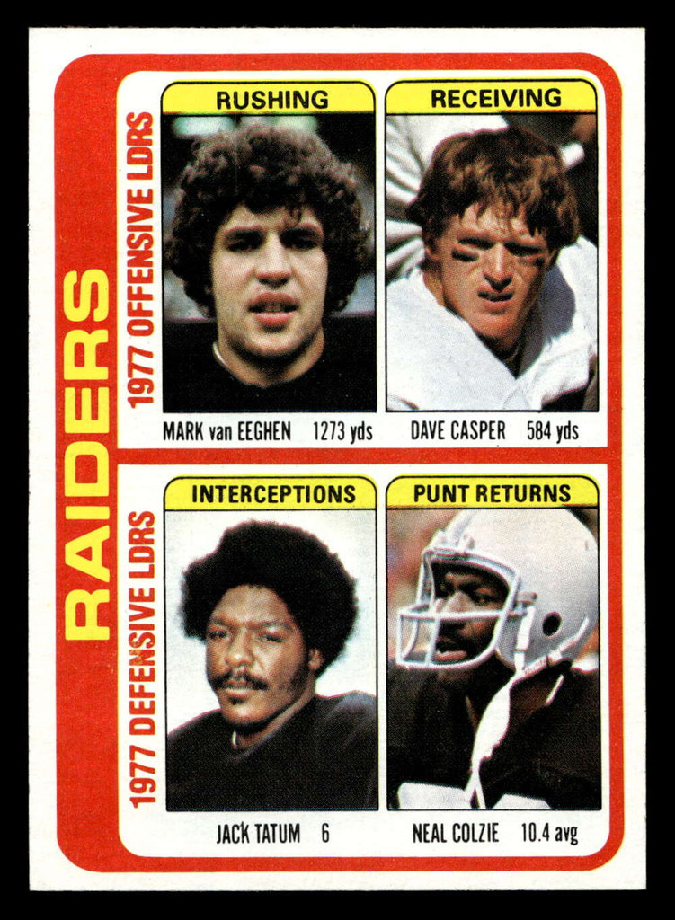 1978 Topps #520 Mark van Eeghen/Dave Casper/Jack Tatum/Neal Colzie TL Near Mint+  ID: 506303