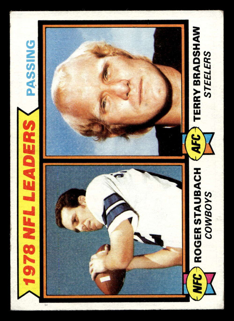 1979 Topps #1 Roger Staubach/Terry Bradshaw 1978 Passing Leaders Excellent+ 