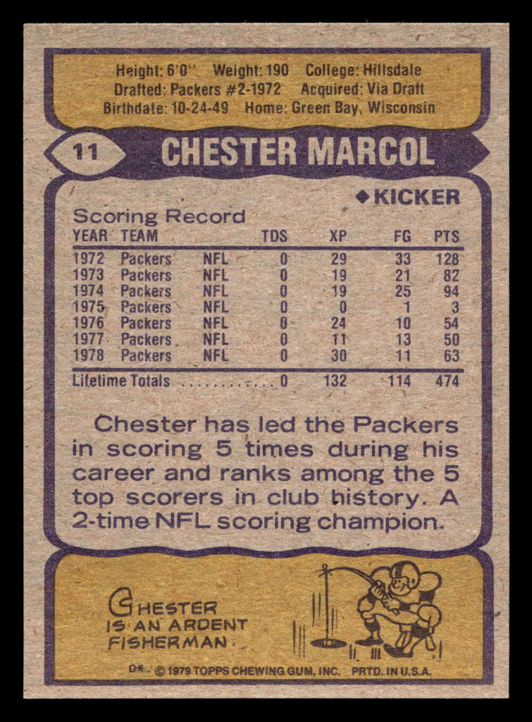 1979 Topps #11 Chester Marcol Near Mint+  ID: 506382