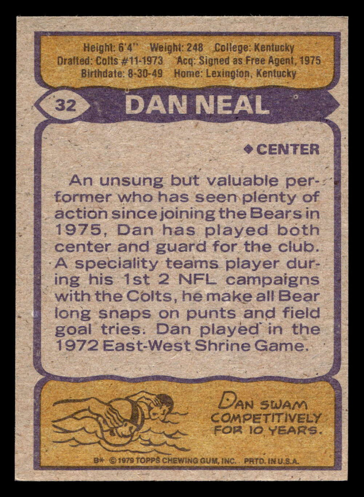 1979 Topps #32 Dan Neal Near Mint  ID: 506449