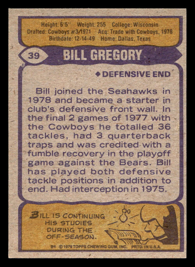 1979 Topps #39 Bill Gregory Near Mint  ID: 506471