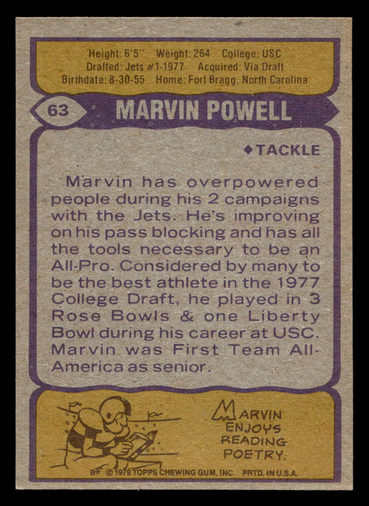 1979 Topps #63 Marvin Powell Near Mint  ID: 506524