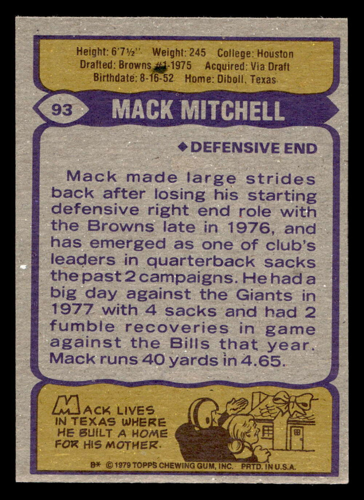 1979 Topps #93 Mack Mitchell Near Mint  ID: 506594