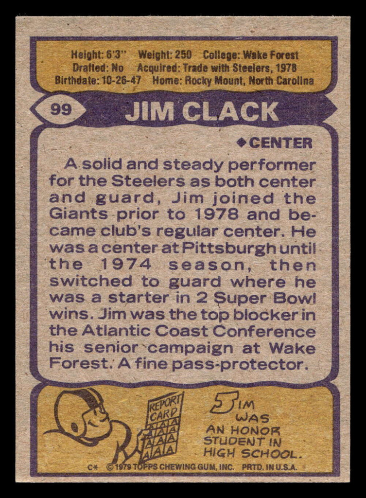 1979 Topps #99 Jim Clack Near Mint+ 