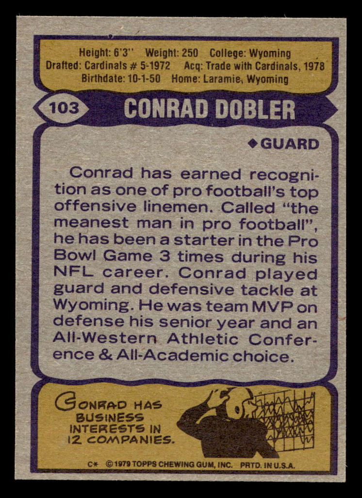 1979 Topps #103 Conrad Dobler Ex-Mint 