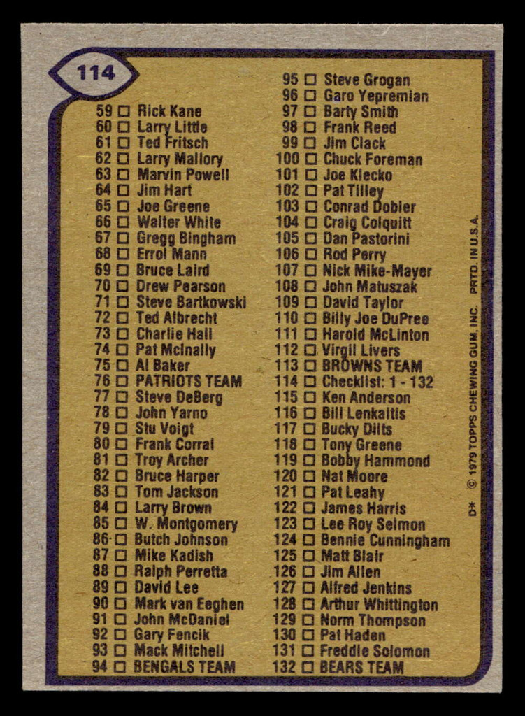 1979 Topps #114 Checklist 1-132 Ex-Mint  ID: 506645