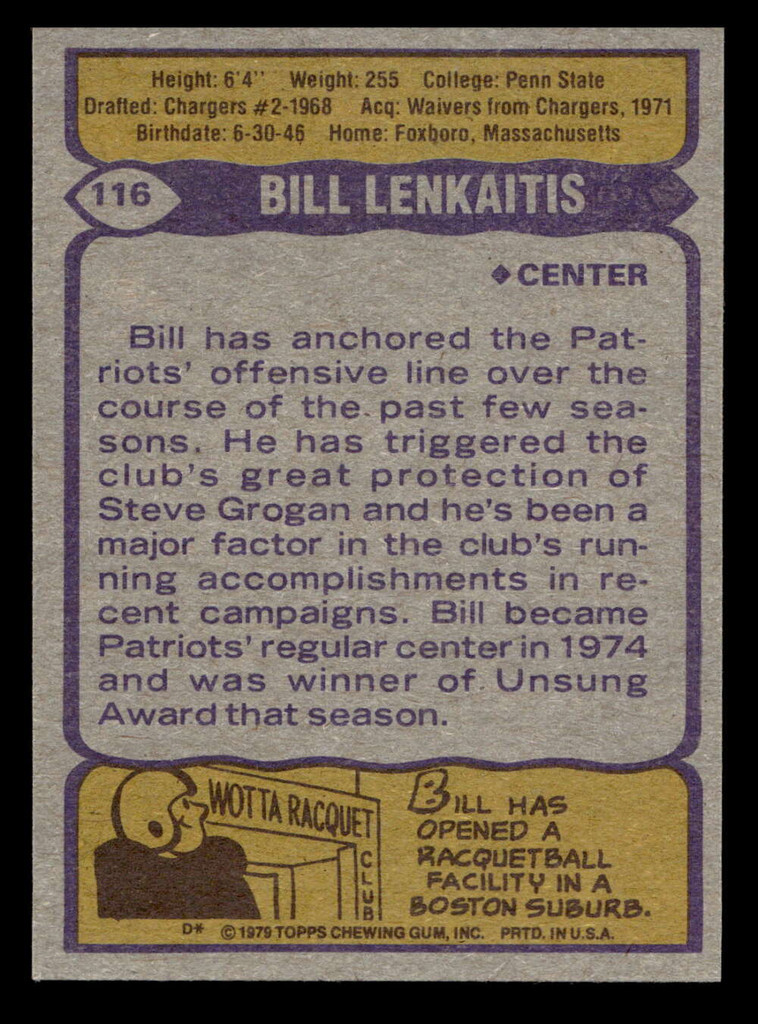 1979 Topps #116 Bill Lenkaitis Near Mint+ 