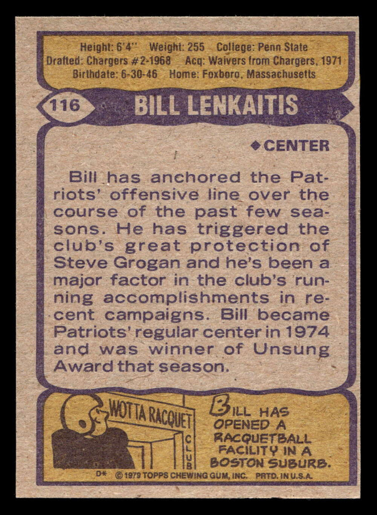 1979 Topps #116 Bill Lenkaitis Ex-Mint 