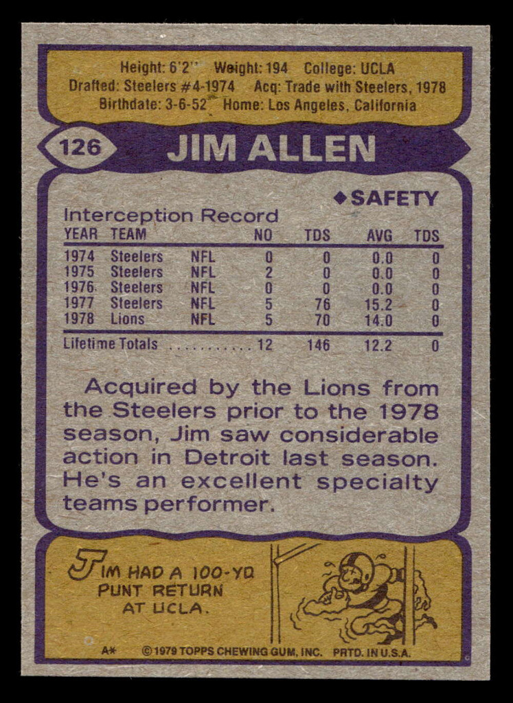1979 Topps #126 Jim Allen Near Mint 
