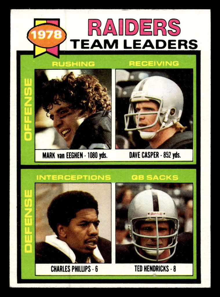 1979 Topps #169 Mark Van Eeghen/Dave Casper/Charles Phillips/Ted Hendricks TL Near Mint  ID: 506812