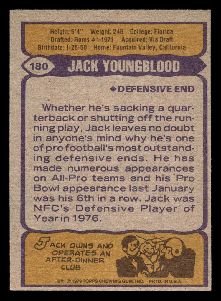 1979 Topps #180 Jack Youngblood Ex-Mint 