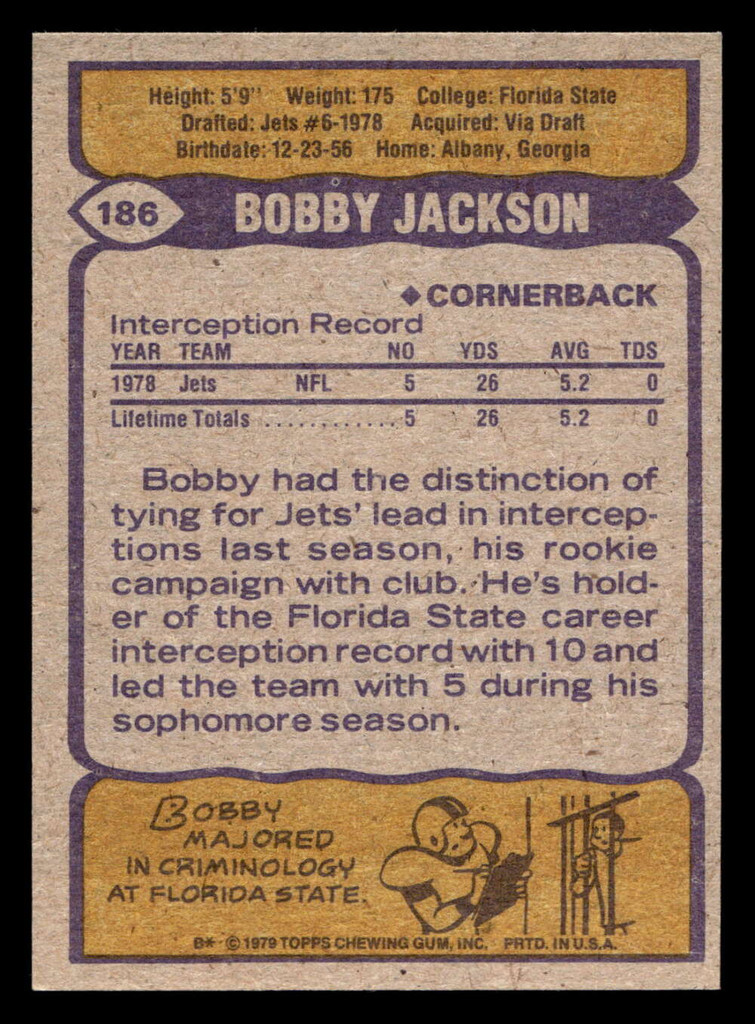 1979 Topps #186 Bobby Jackson Near Mint  ID: 506867
