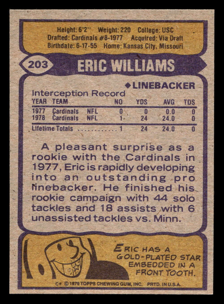 1979 Topps #203 Eric Williams Ex-Mint  ID: 506915