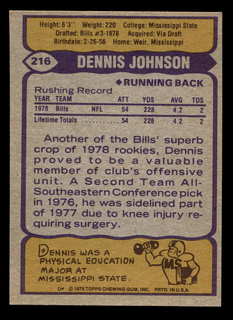 1979 Topps #216 Dennis Johnson Near Mint RC Rookie  ID: 506955