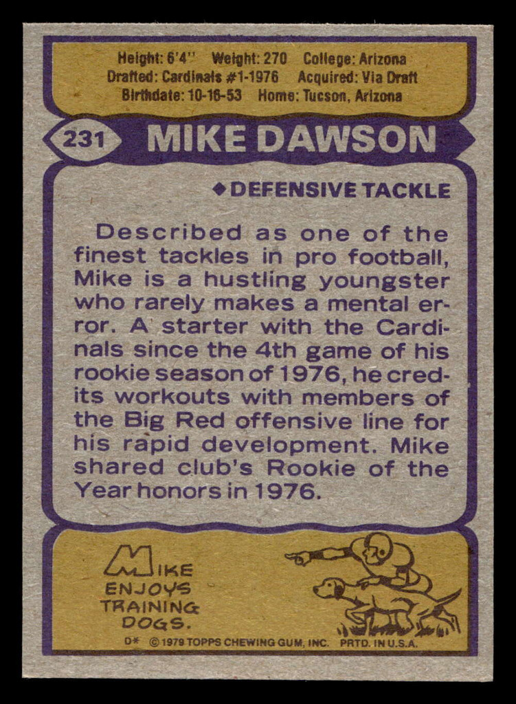 1979 Topps #231 Mike Dawson Near Mint  ID: 507001