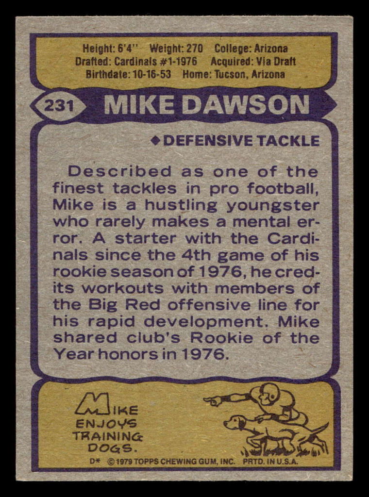 1979 Topps #231 Mike Dawson Ex-Mint  ID: 507003