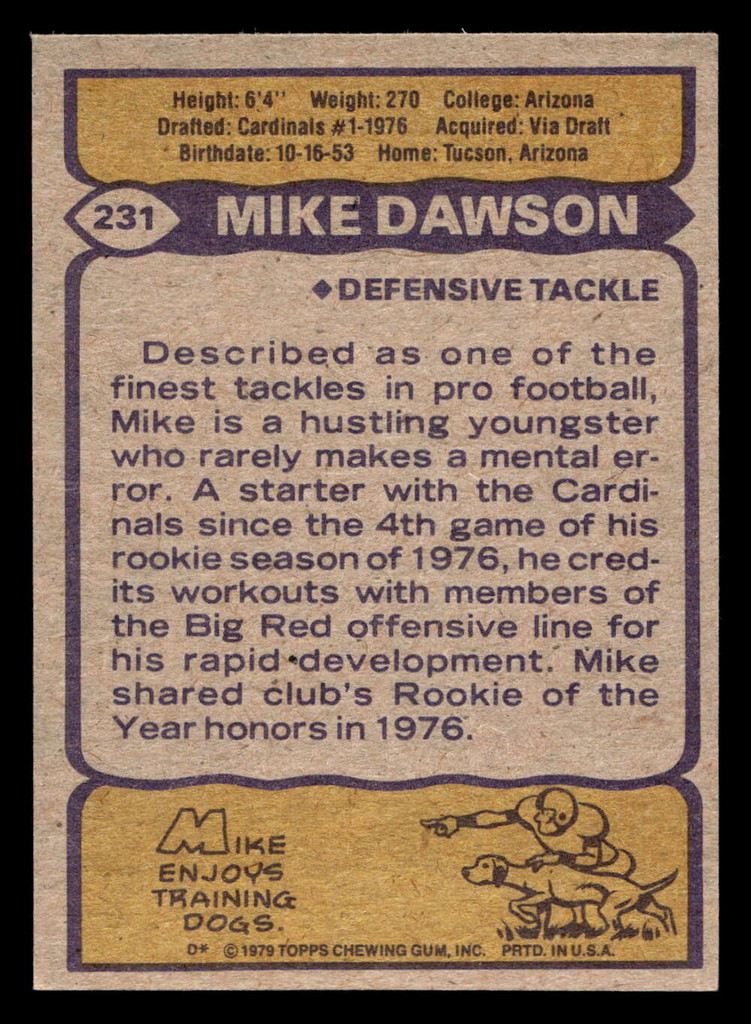 1979 Topps #231 Mike Dawson Ex-Mint  ID: 507005
