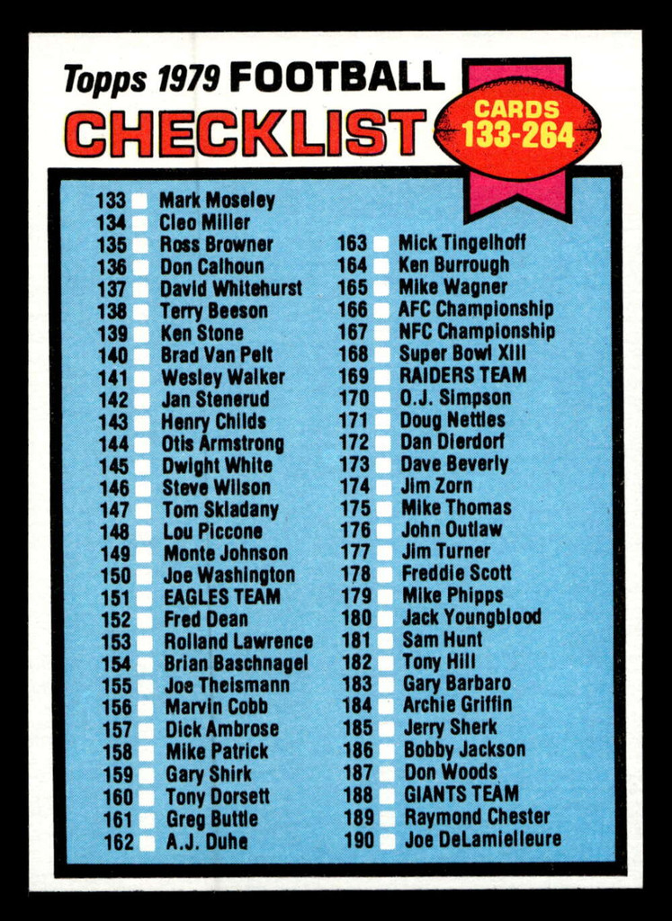 1979 Topps #232 Checklist 133-264 Near Mint+ 