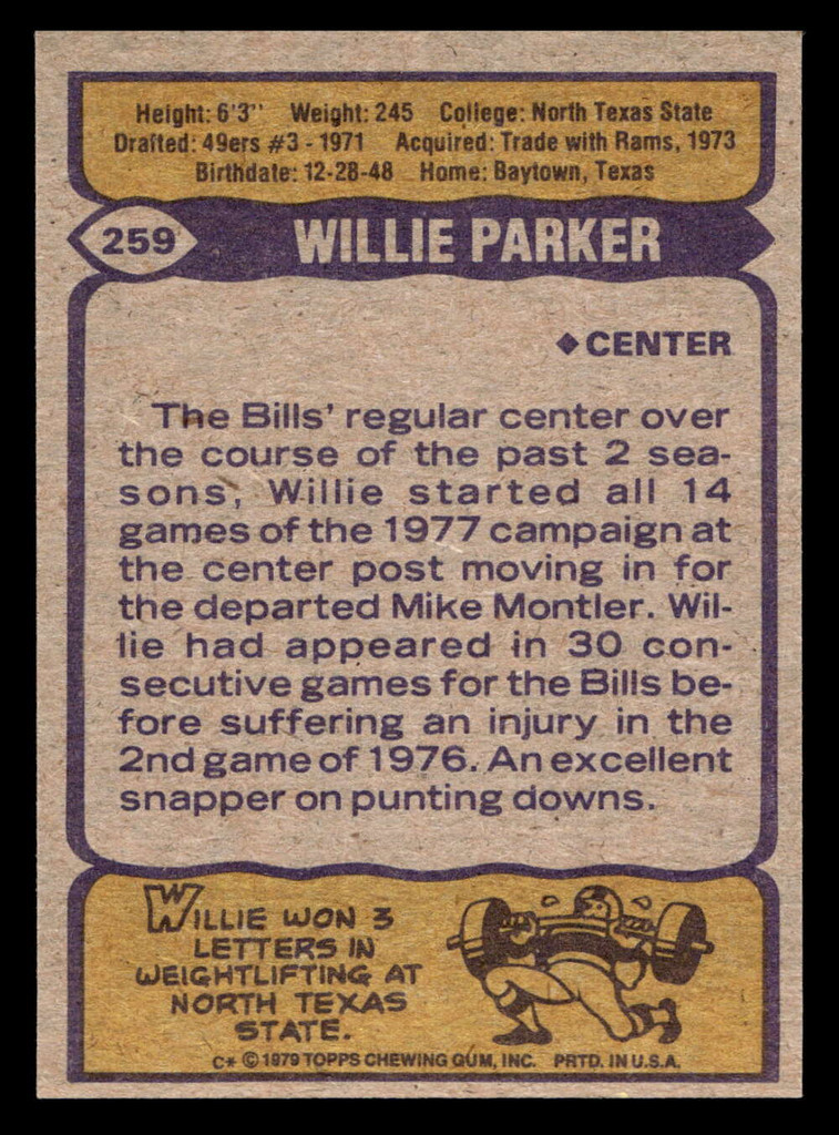1979 Topps #259 Willie Parker Near Mint+  ID: 507090