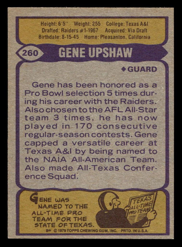 1979 Topps #260 Gene Upshaw Near Mint 