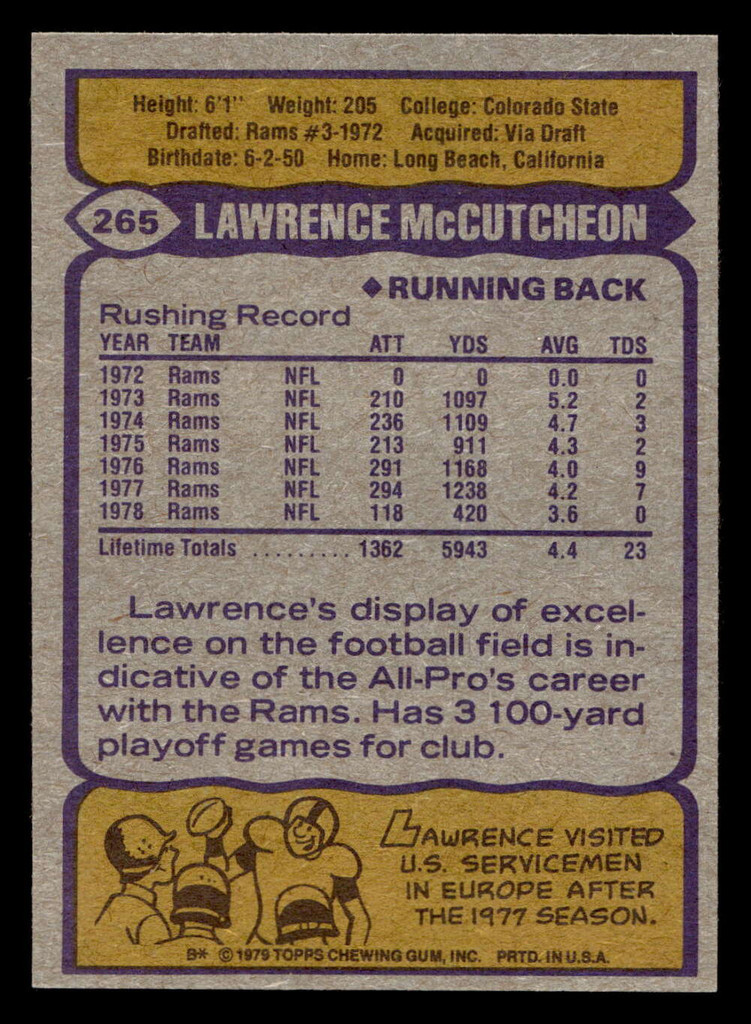 1979 Topps #265 Lawrence McCutcheon Near Mint  ID: 507105