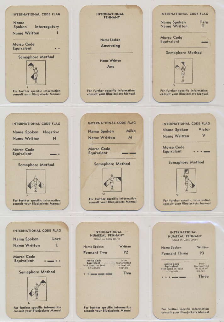 Circ 1940's International Signalcards from WWII-Navy Signal Cards  #*sku37074