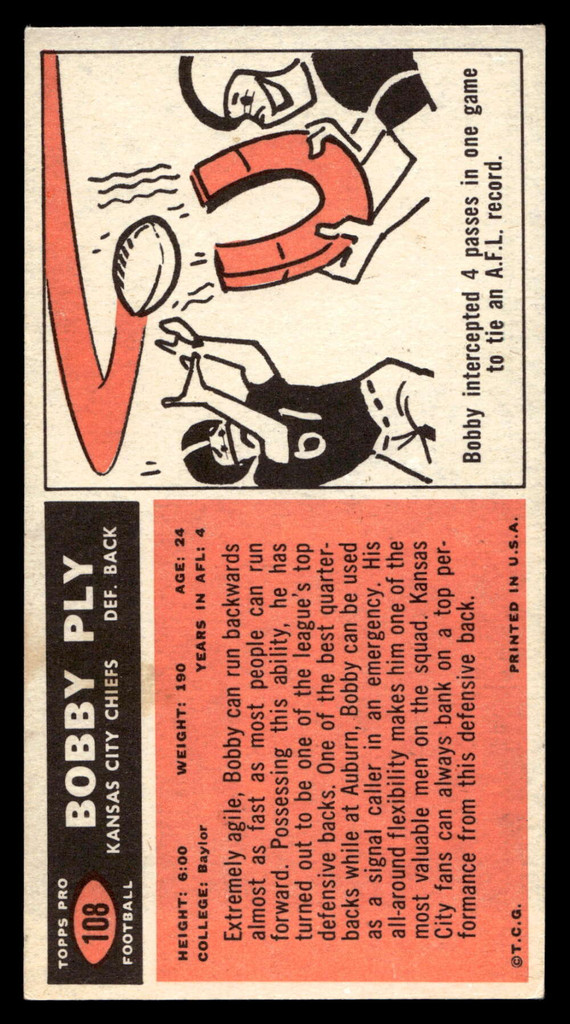 1965 Topps #108 Bobby Ply Excellent+ SP 