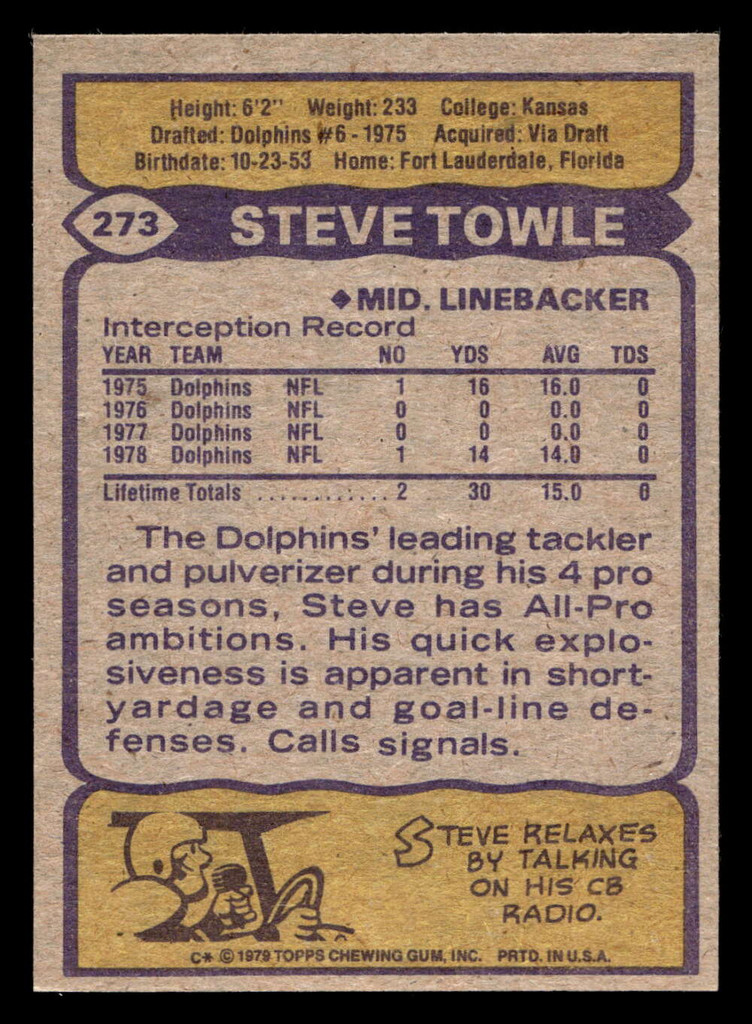 1979 Topps #273 Steve Towle Near Mint 