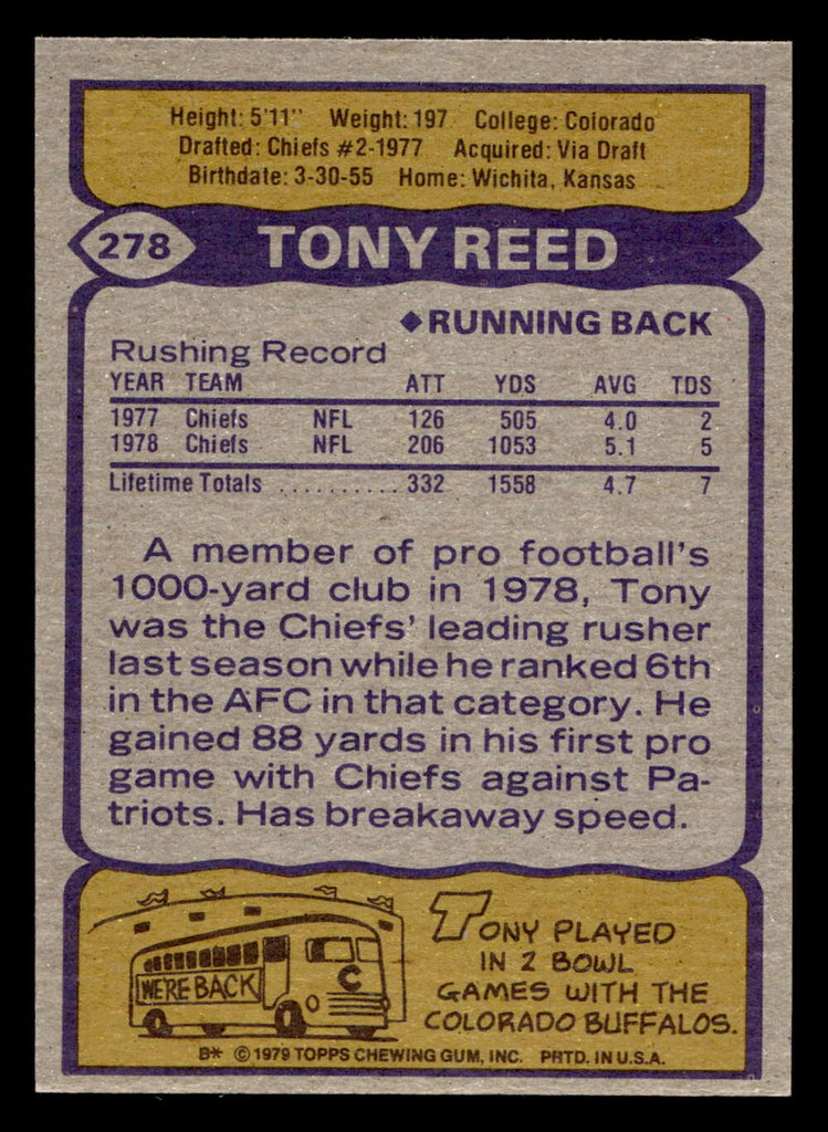 1979 Topps #278 Tony Reed Near Mint+  ID: 507410