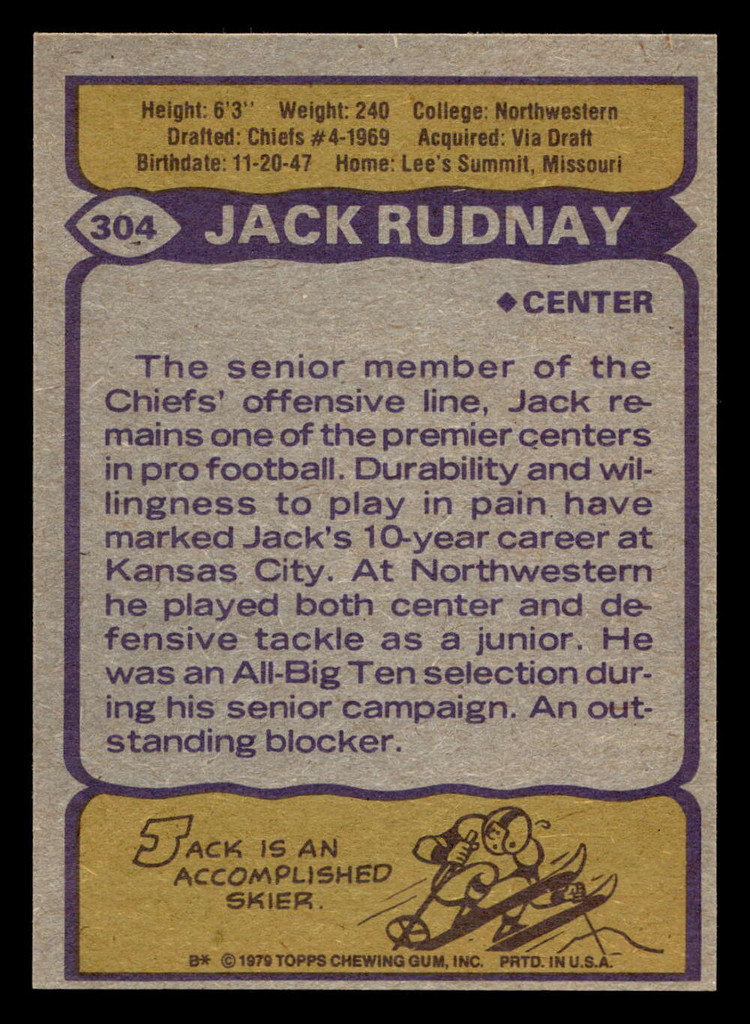 1979 Topps #304 Jack Rudnay Near Mint  ID: 507508