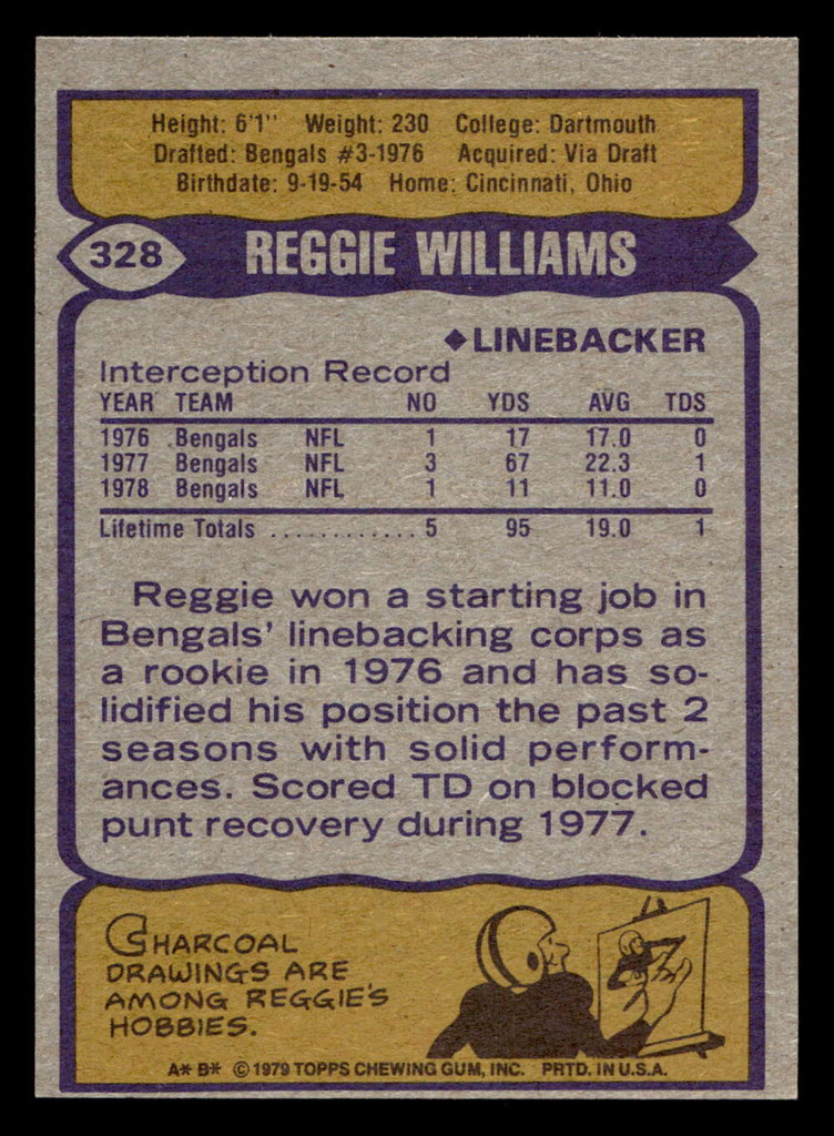 1979 Topps #328 Reggie Williams Near Mint+  ID: 507591