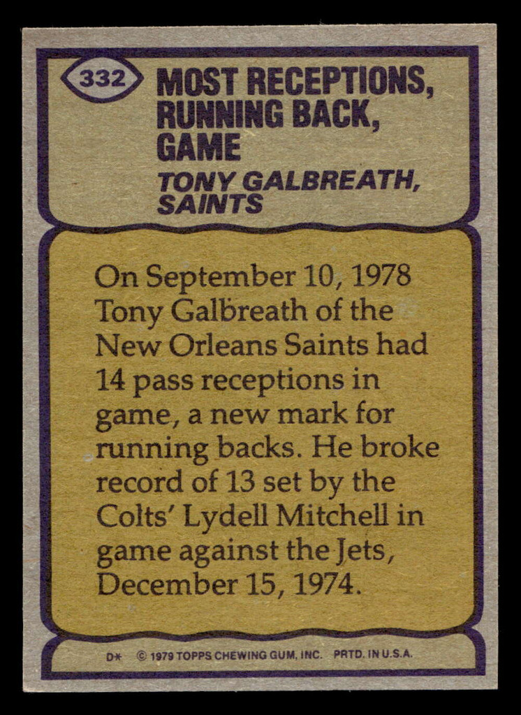 1979 Topps #332 Tony Galbreath RB Ex-Mint 