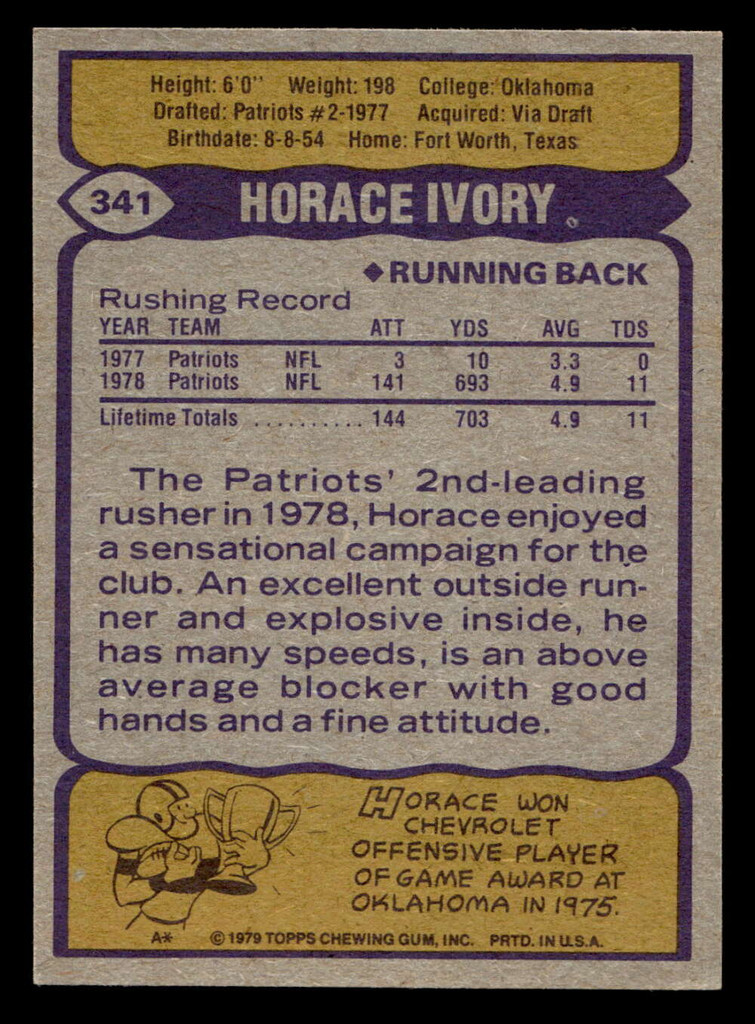1979 Topps #341 Horace Ivory Ex-Mint  ID: 507651
