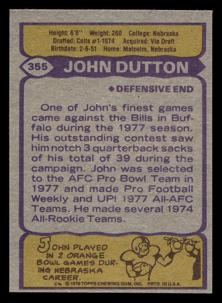 1979 Topps #355 John Dutton Near Mint 