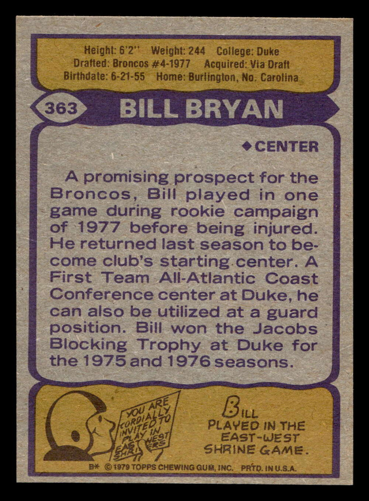 1979 Topps #363 Bill Bryan Near Mint  ID: 507740
