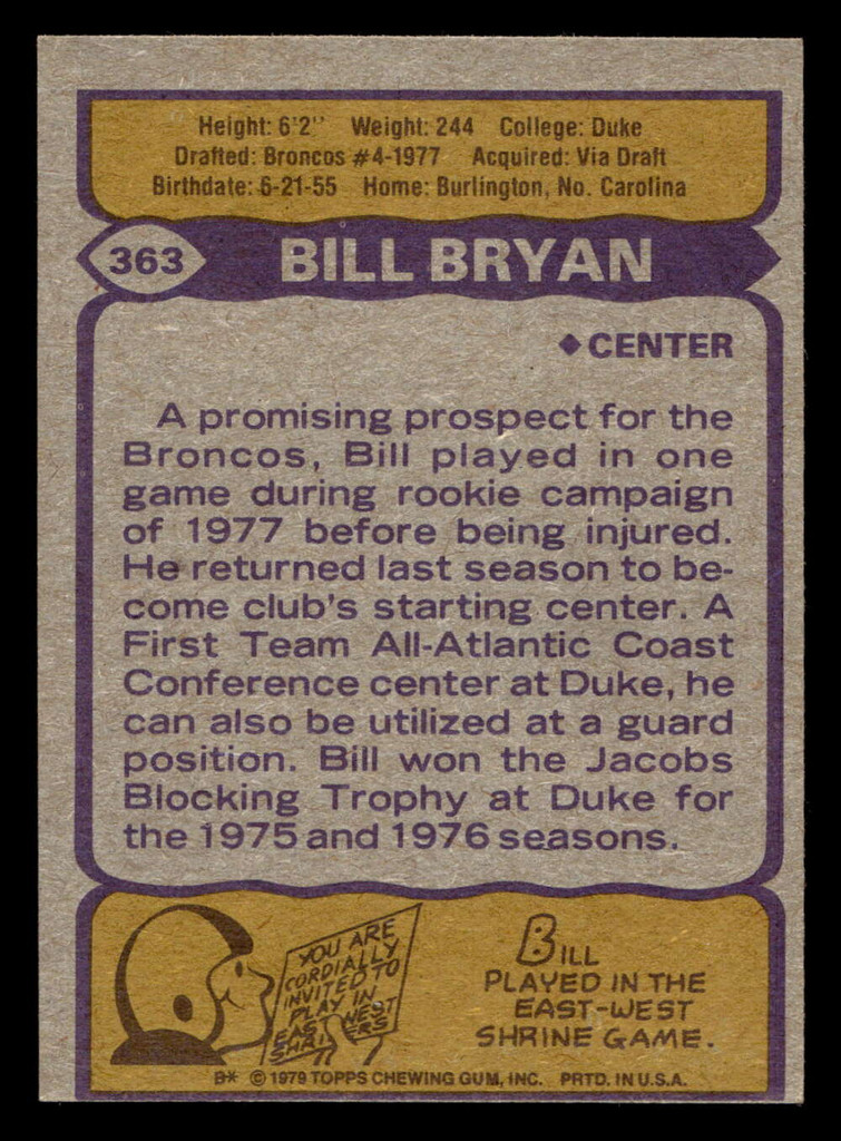1979 Topps #363 Bill Bryan Near Mint  ID: 507744