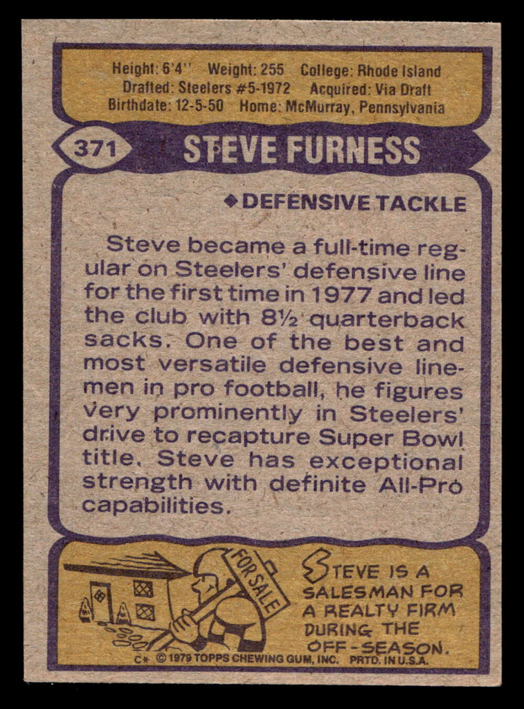 1979 Topps #371 Steve Furness Ex-Mint  ID: 507778