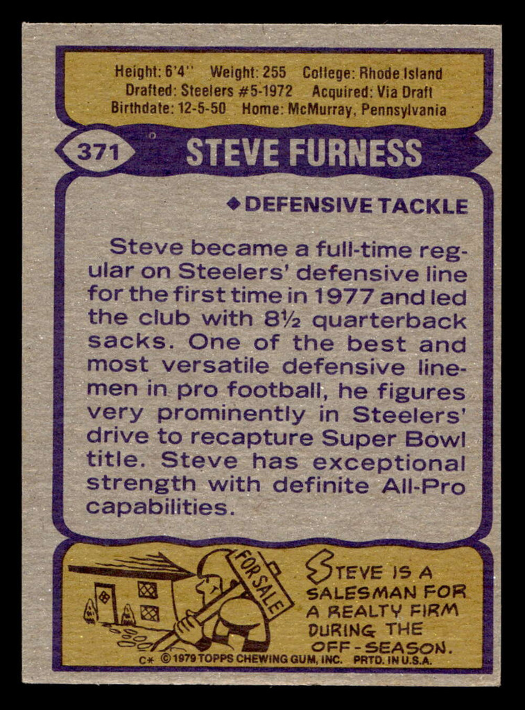 1979 Topps #371 Steve Furness Ex-Mint  ID: 507779