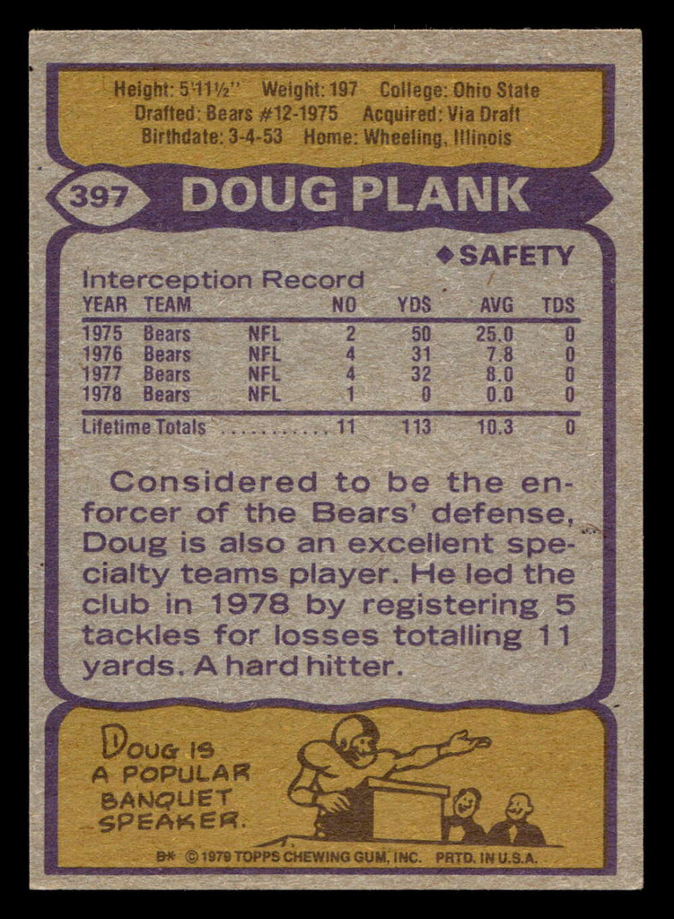 1979 Topps #397 Doug Plank Ex-Mint  ID: 507889