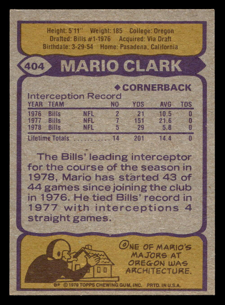 1979 Topps #404 Mario Clark Ex-Mint  ID: 507927
