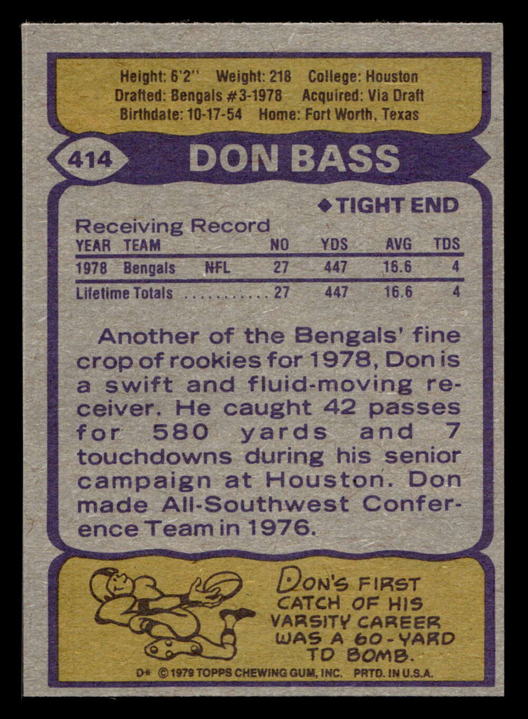 1979 Topps #414 Don Bass Near Mint  ID: 507968