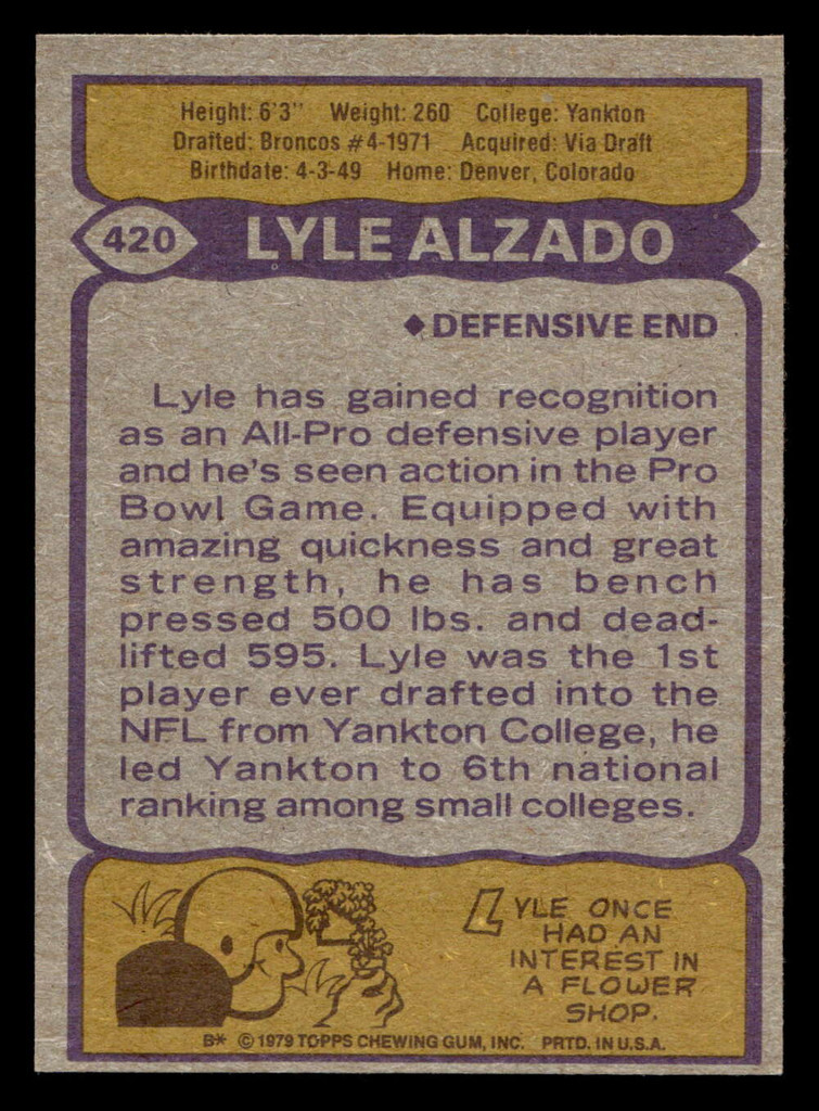 1979 Topps #420 Lyle Alzado Near Mint  ID: 507998
