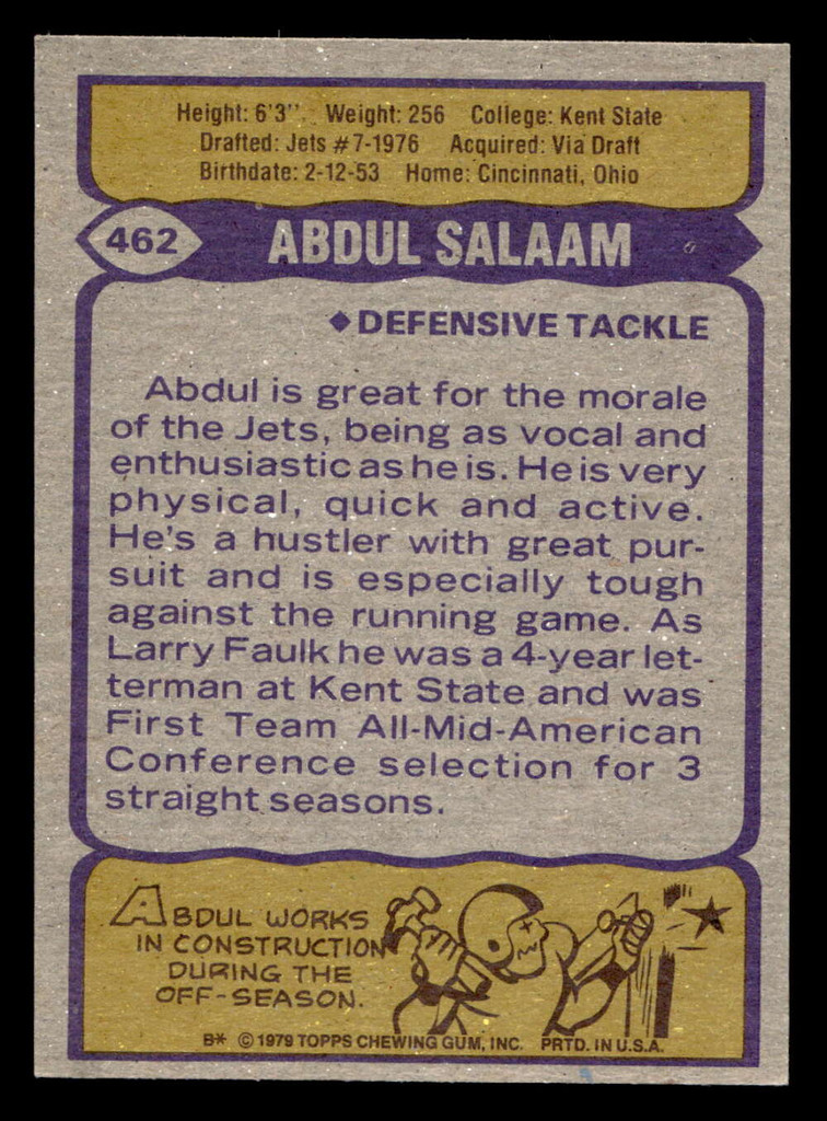 1979 Topps #462 Abdul Salaam Ex-Mint  ID: 508180