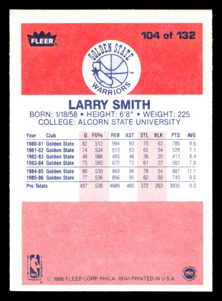 1986-87 Fleer #104 Larry Smith NM-Mint Basketball 