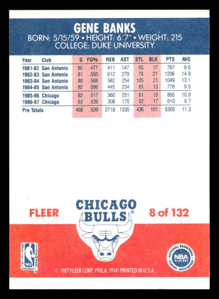 1987-88 Fleer #8 Gene Banks Near Mint+ Basketball  ID: 509189