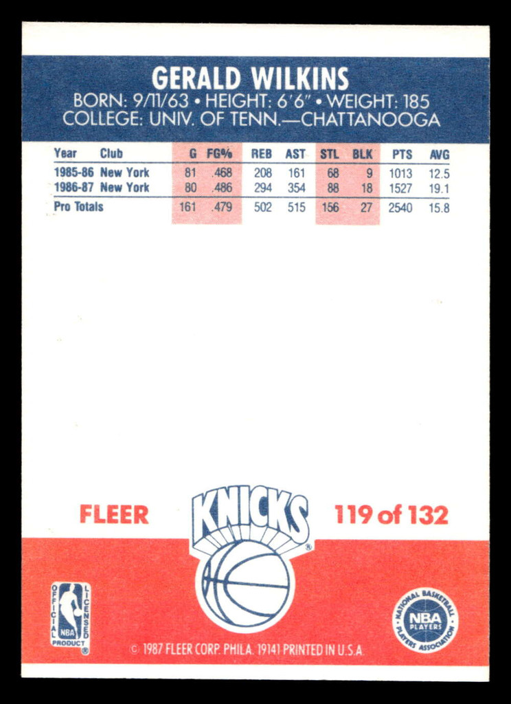 1987-88 Fleer #119 Gerald Wilkins Near Mint+ Basketball  ID: 509682