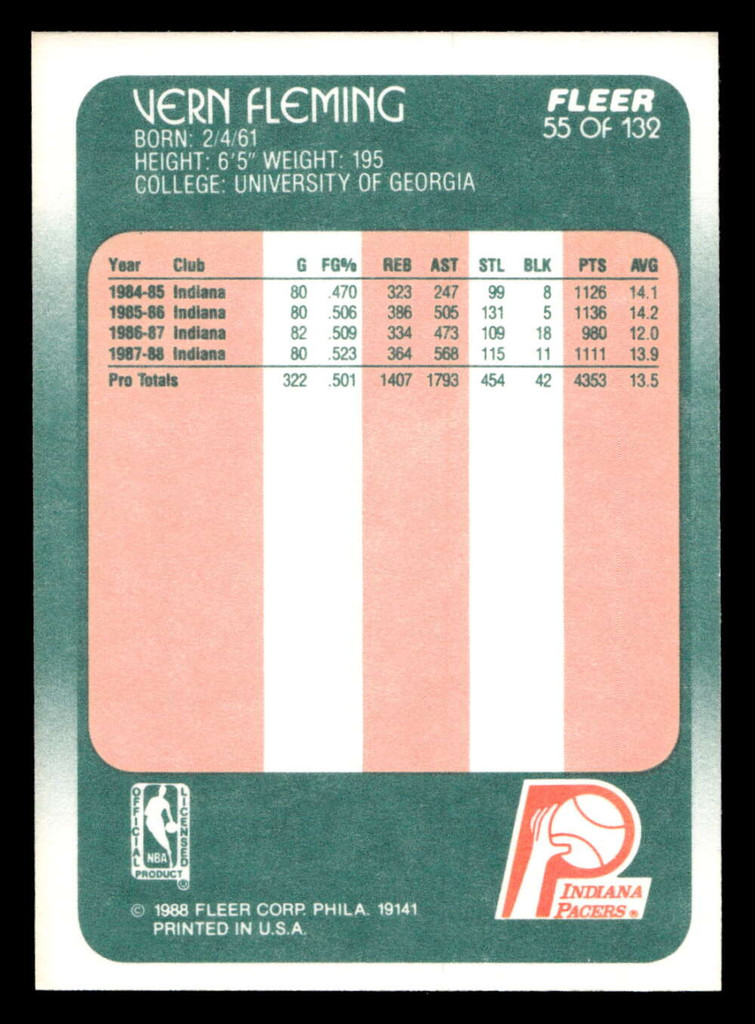 1988-89 Fleer #55 Vern Fleming Near Mint+ Basketball  ID: 509978