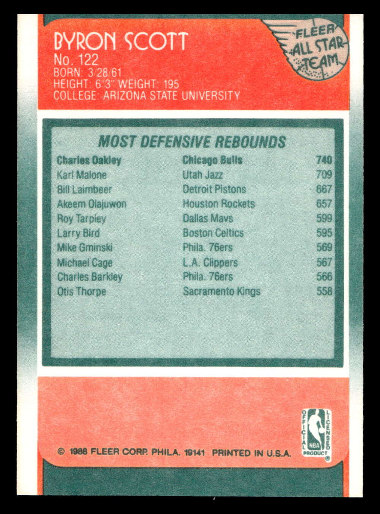 1988-89 Fleer #122 Byron Scott AS Near Mint+ Basketball  ID: 510272