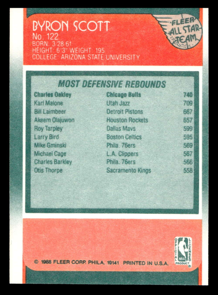 1988-89 Fleer #122 Byron Scott AS Near Mint+ Basketball  ID: 510273