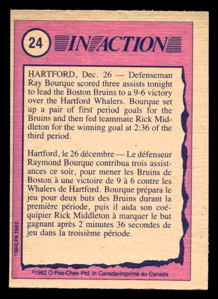 1982-83 O-Pee-Chee #24 Ray Bourque IA Near Mint OPC 